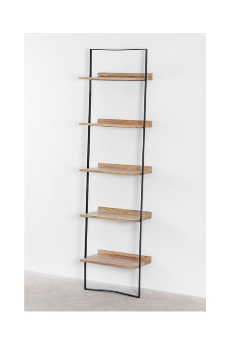 Bücherregal Eisengestell mit 5 Tablaren aus Mangoholz 51x35x199.5cm
