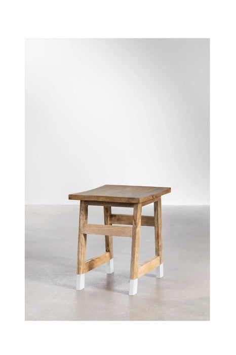 Hocker Mangoholz mit weissen Füssen 45.5x36x46.5cm