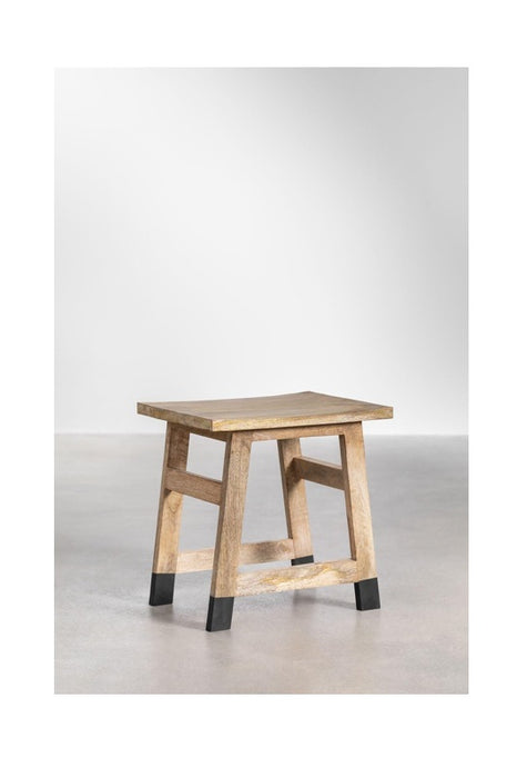 Mango Wood Stool with Black Legs 45.5x36x46.5cm