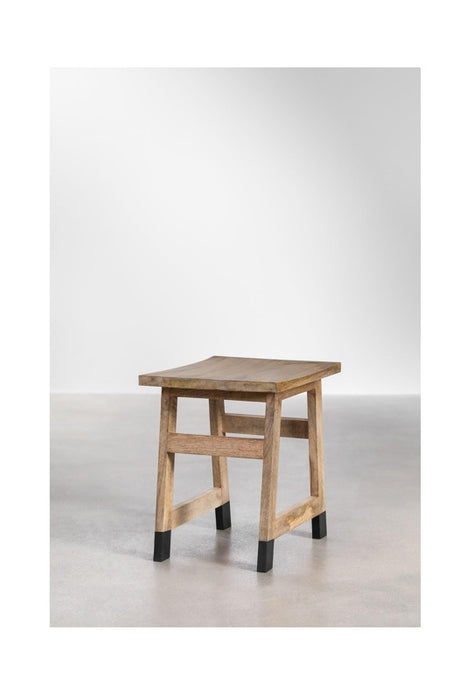 Mango Wood Stool with Black Legs 45.5x36x46.5cm