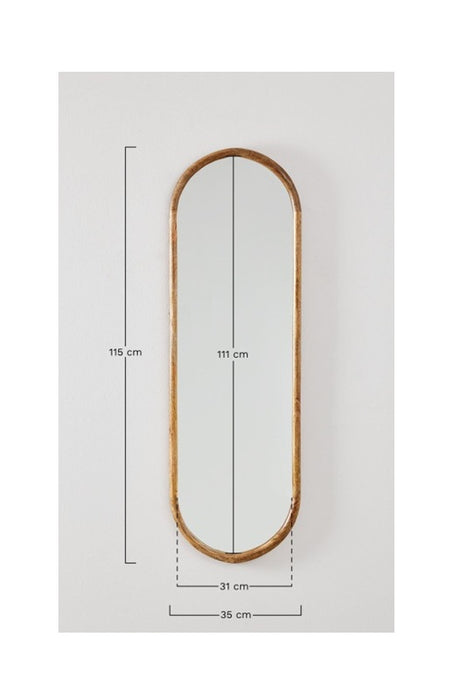 Spiegel Mangoholz langes Oval 115x35x2.5cm