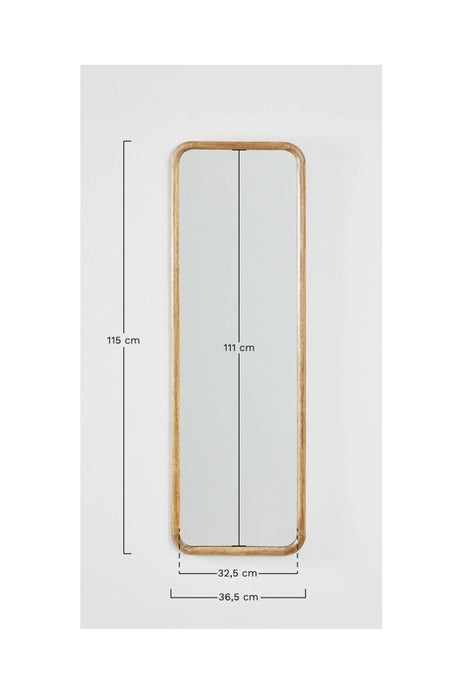 Spiegel Mangoholz rechteckig mit abgerundeten Ecken 115x35x2.5cm