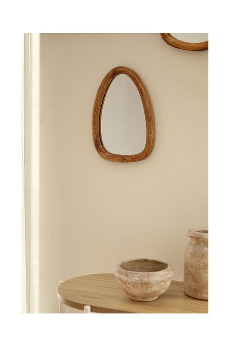 Spiegel Mangoholz abstrakte Form schmal 30x21.5x2cm