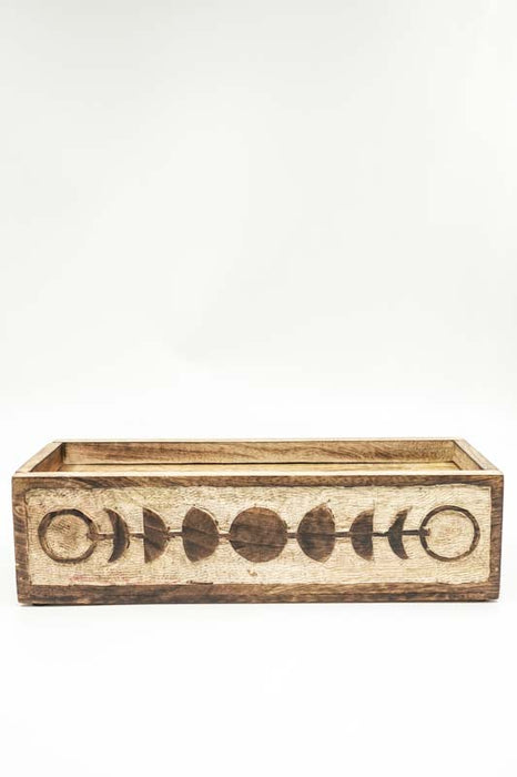 Box Mangoholz Mondphasen verschiebbarer Deckel 30x8x10cm