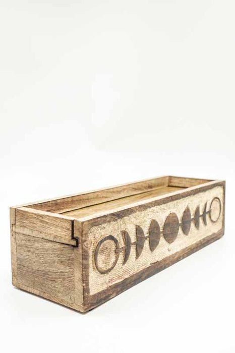 Box Mangoholz Mondphasen verschiebbarer Deckel 30x8x10cm