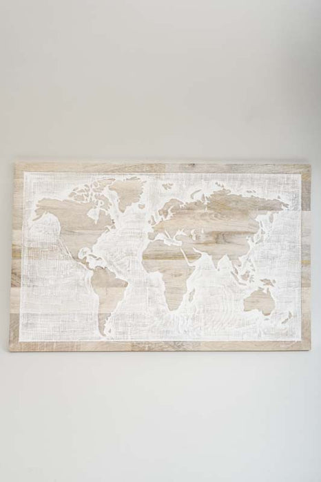 Wanddeko Mangoholz Weltbild geschnitzt 82x2x50cm