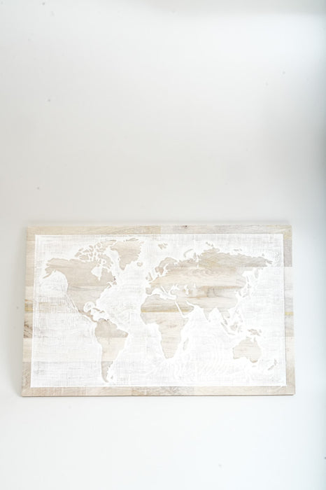 Wanddeko Mangoholz Weltbild geschnitzt 82x2x50cm