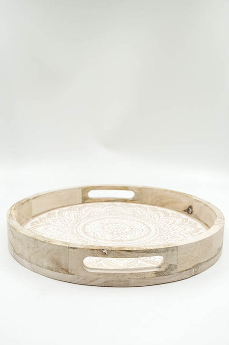 Serviertablett rund Mangoholz Mandala 35x35x5cm