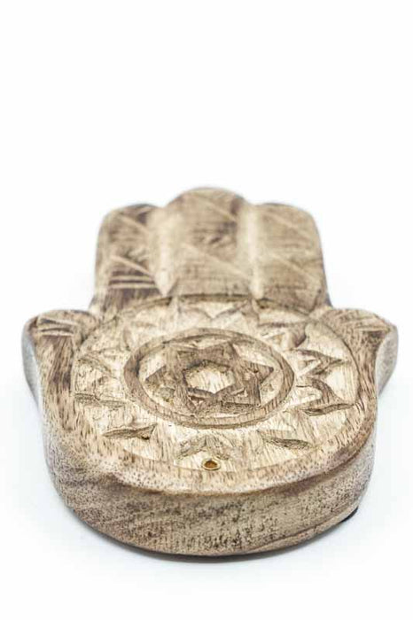 Räucherstäbchenhalter Mangoholz Hamsa 15x2x12 cm
