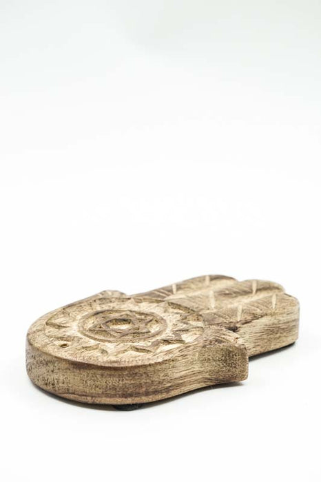 Räucherstäbchenhalter Mangoholz Hamsa 15x2x12 cm