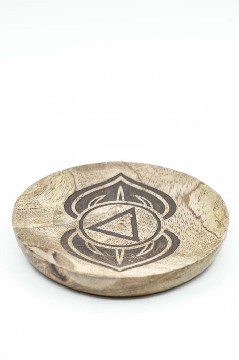 Räucherstäbchenhalter Mangoholz rund Chakra 12.5 cm