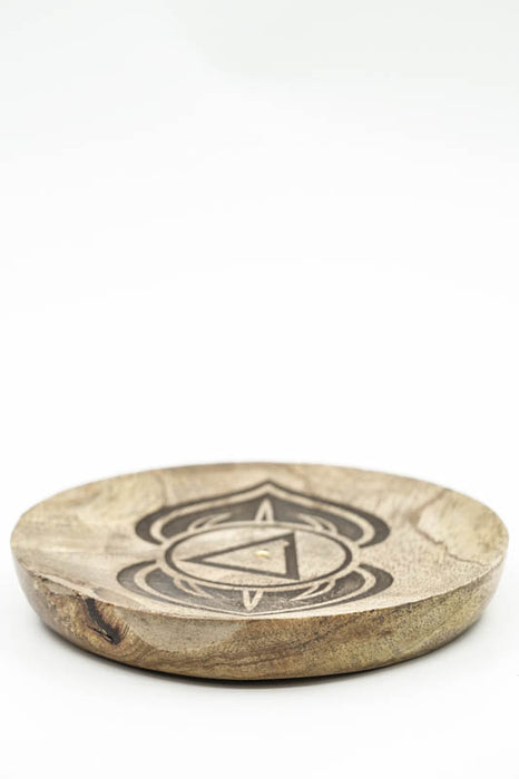 Räucherstäbchenhalter Mangoholz rund Chakra 12.5 cm