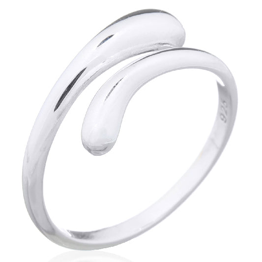 Adjustable silver teardrop ring