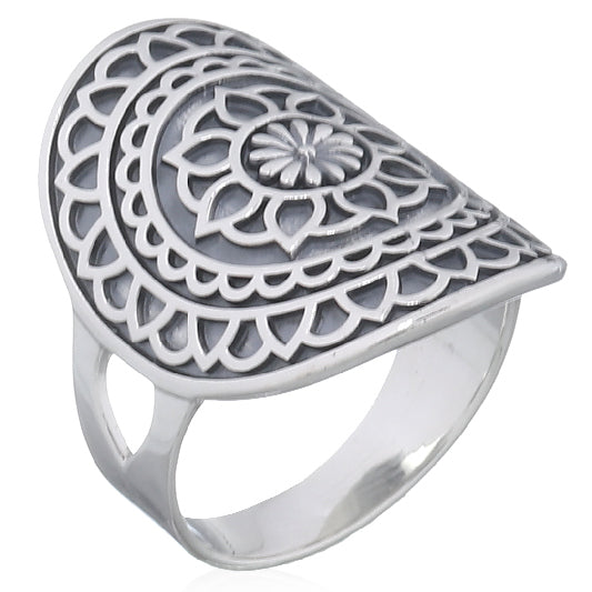 Bague en argent mandala bohème