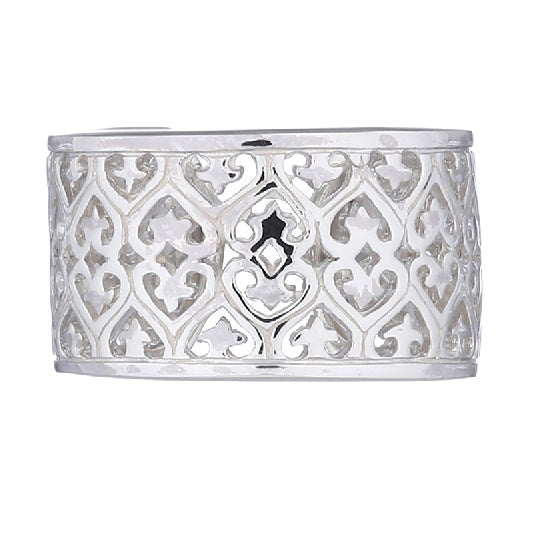 Bague en argent à anneau ouvert et motif royal