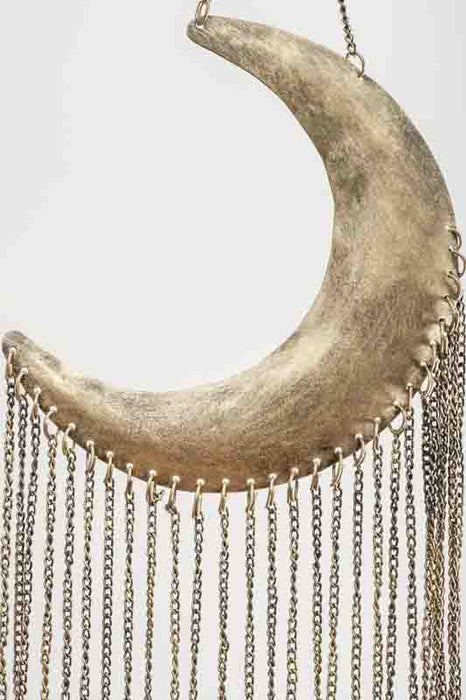 Hanging Half Moon Decoration with Bells 18x77cm