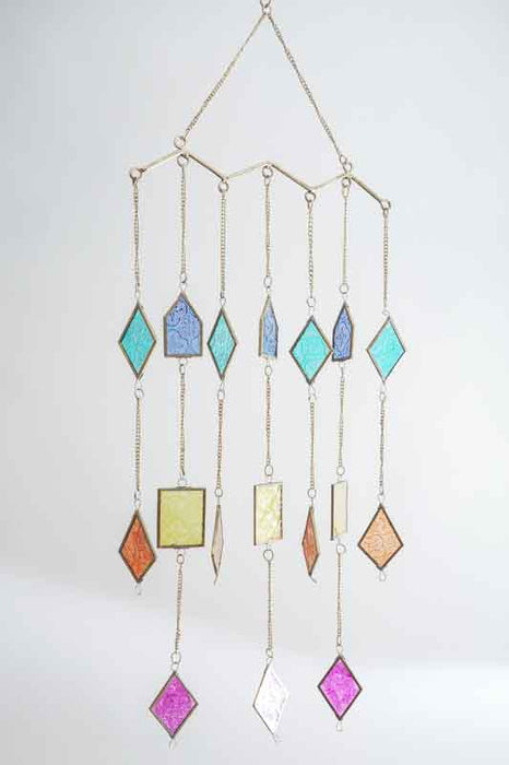 Hanging decoration with small colored mirrors 30x80cm