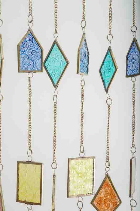Hanging decoration with small colored mirrors 30x80cm