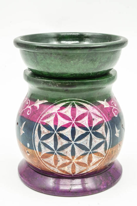 Soapstone Aroma Lamp Flower of Life 7.5x10cm