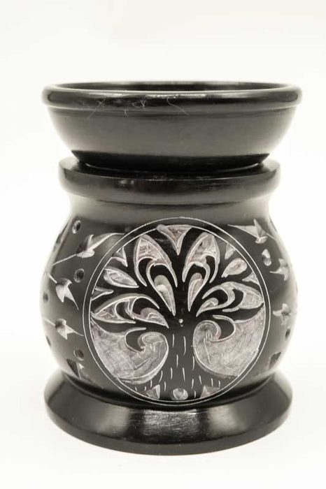 Duftlampe Speckstein Tree of Life schwarz 6x9cm