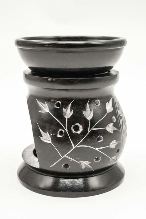 Duftlampe Speckstein Tree of Life schwarz 6x9cm