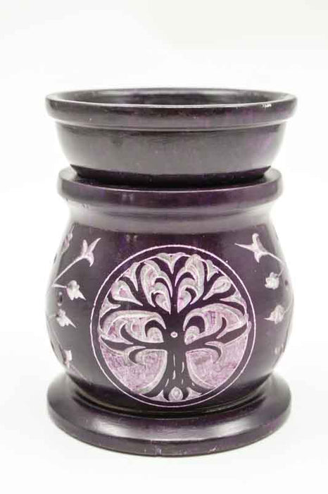 Diffuseur de parfum en pierre ollaire Arbre de Vie violet 6x9cm