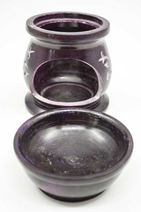 Diffuseur de parfum en pierre ollaire Arbre de Vie violet 6x9cm