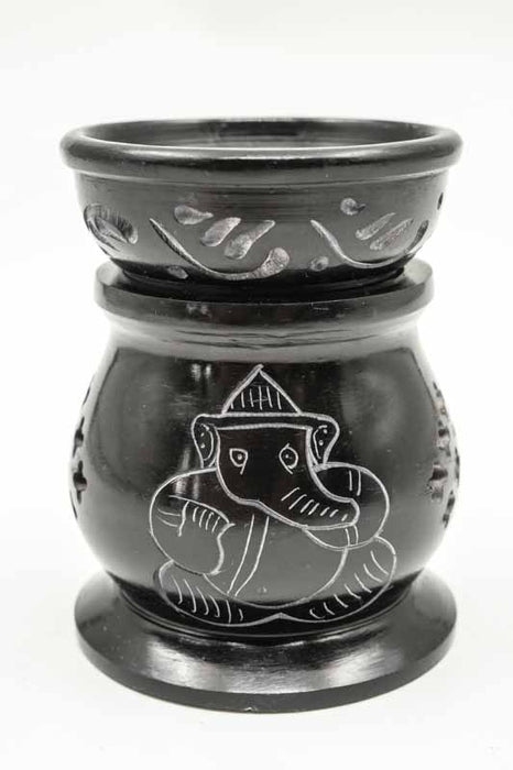 Aroma Lamp Soapstone Ganesha Black 6x9cm