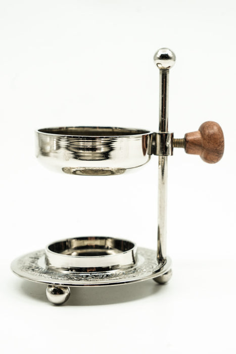 Brass burner, silver-colored with engraving, 10cm
