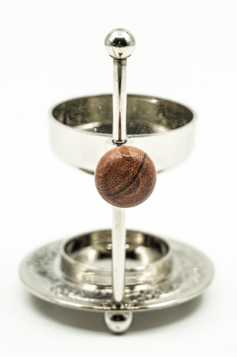 Brass burner, silver-colored with engraving, 10cm