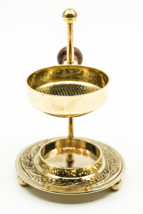 Brass burner, gold-colored with engraving, 10cm