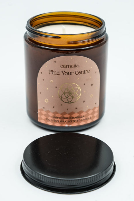 Bougie parfumée « Trouve ton centre » - Mandala Patchouli, 200 g, 100 % cire de soja