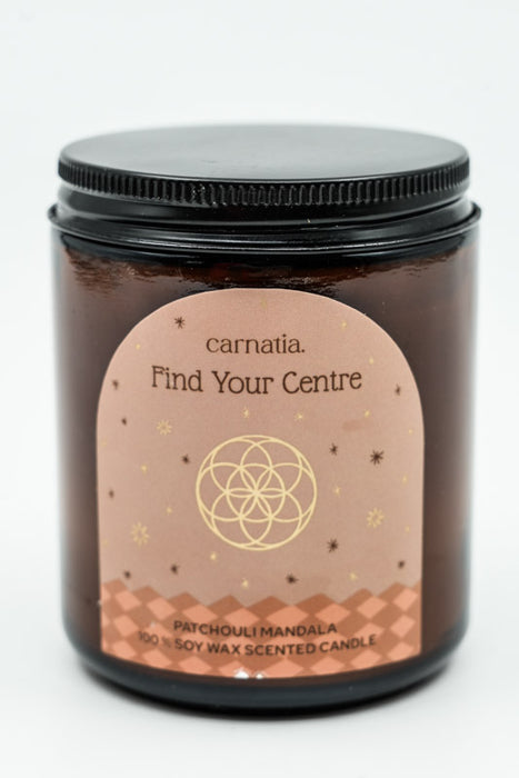 Bougie parfumée « Trouve ton centre » - Mandala Patchouli, 200 g, 100 % cire de soja