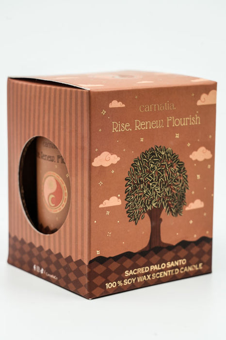 Bougie parfumée Rise Renew Flourish - Palo Santo sacré, 200 g, cire de soja 100 % naturelle