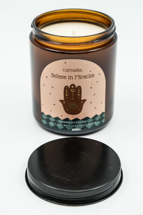 Bougie parfumée Croire aux miracles - Myrrhe Mystique, 200 g, cire de soja 100 % naturelle