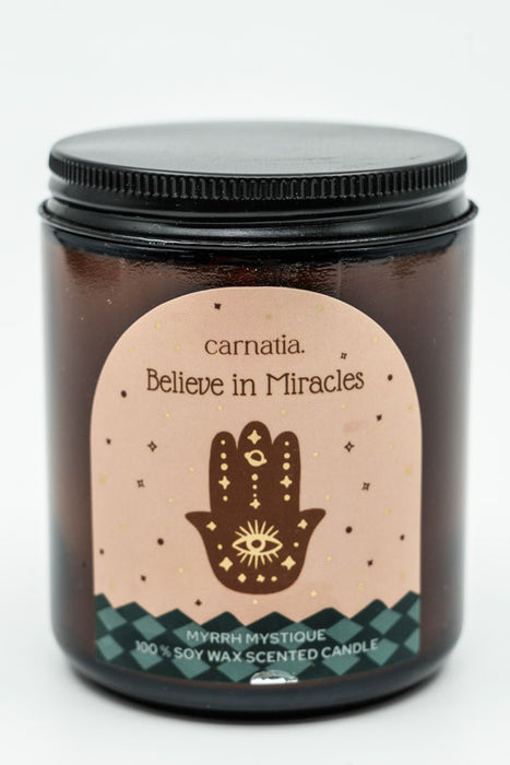 Bougie parfumée Croire aux miracles - Myrrhe Mystique, 200 g, cire de soja 100 % naturelle