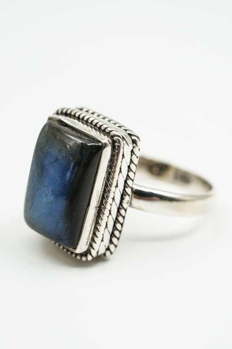 Silver ring Labradorite rectangular