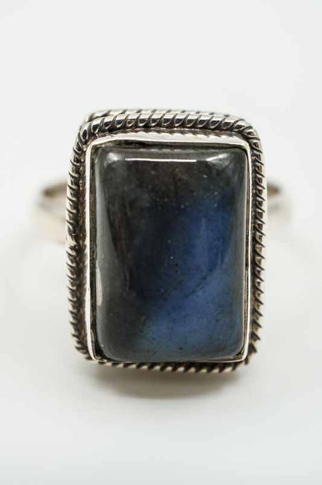 Silver ring Labradorite rectangular