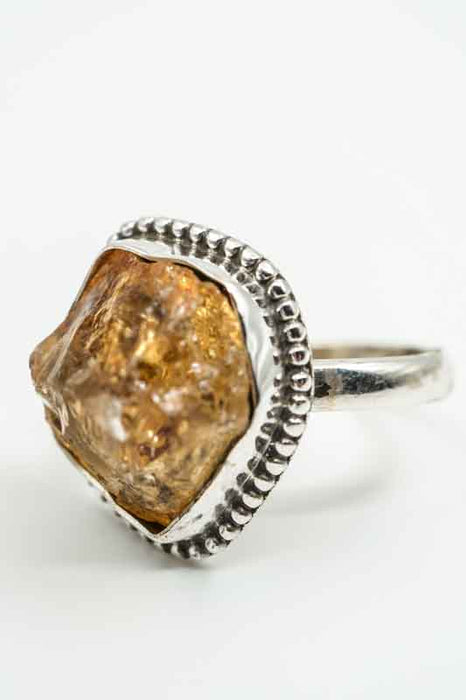 Silver ring Citrine rough stone