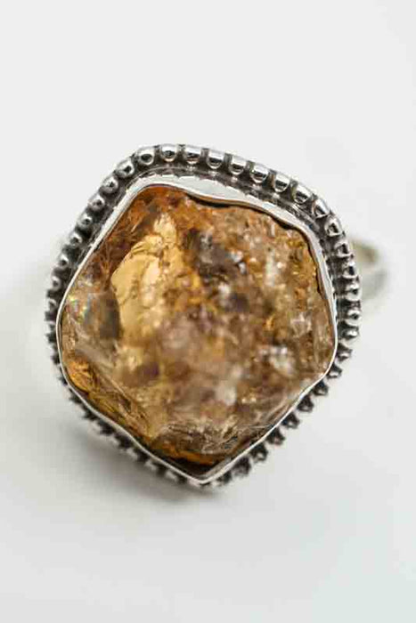 Silver ring Citrine rough stone