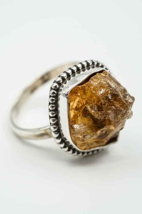Silver ring Citrine rough stone