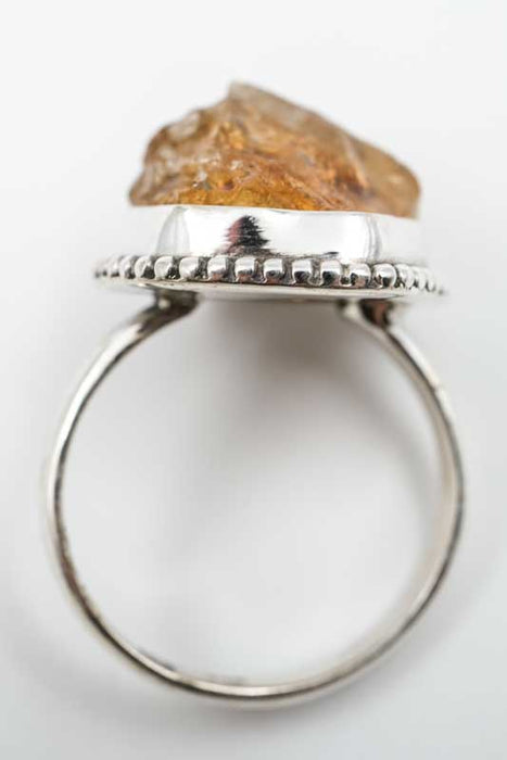 Silver ring Citrine rough stone