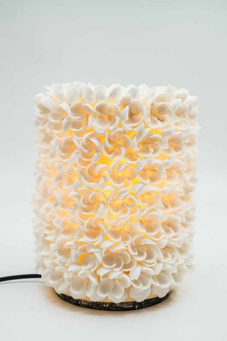 Lampe en forme de coquillage, cylindrique, blanche, 20 cm