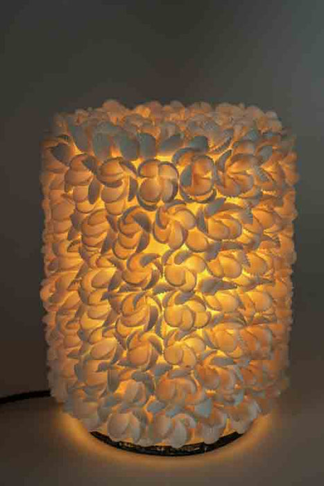 Lampe en forme de coquillage, cylindrique, blanche, 20 cm