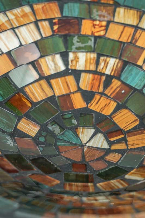 Mosaikschale rund orange/grün/schwarz 30 cm