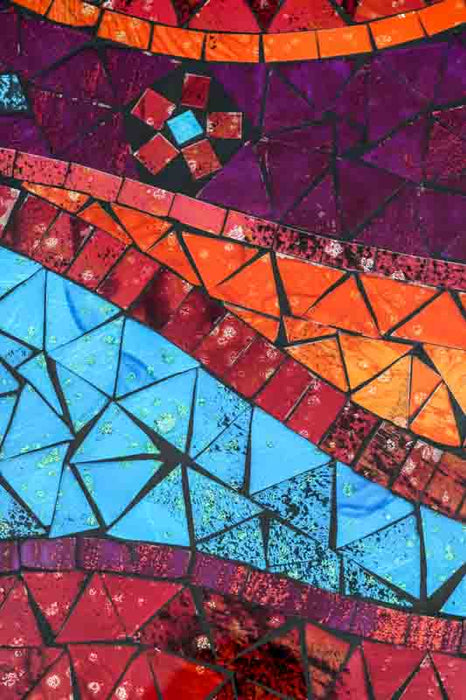 Décoration murale mosaïque en forme de cœur bleu/rouge 35x45 cm