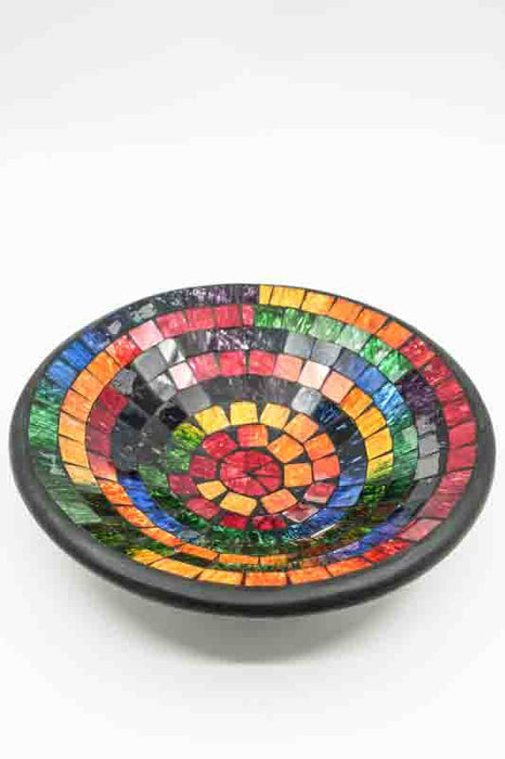 Mosaikschale rund Regenbogenfarben 30 cm