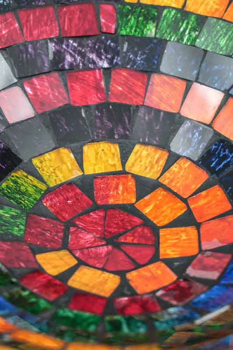 Mosaikschale rund Regenbogenfarben 30 cm