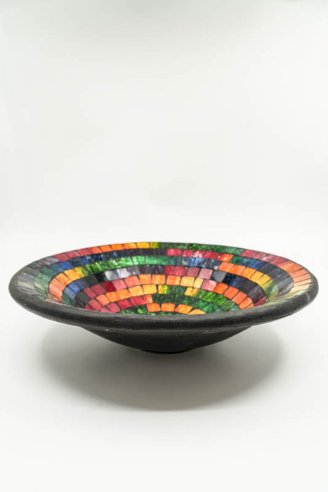 Mosaikschale rund Regenbogenfarben 40 cm