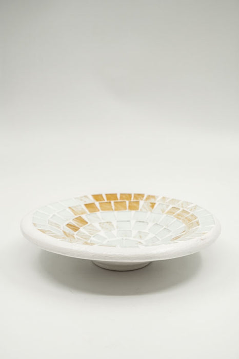 Bol rond en mosaïque, blanc/beige/multicolore, 20 cm